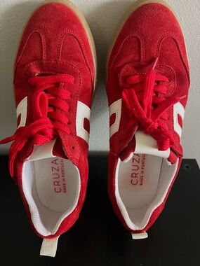 Cruza Made in Portugal, Retro Red Suede Athletic Sneakers, Women’s 8